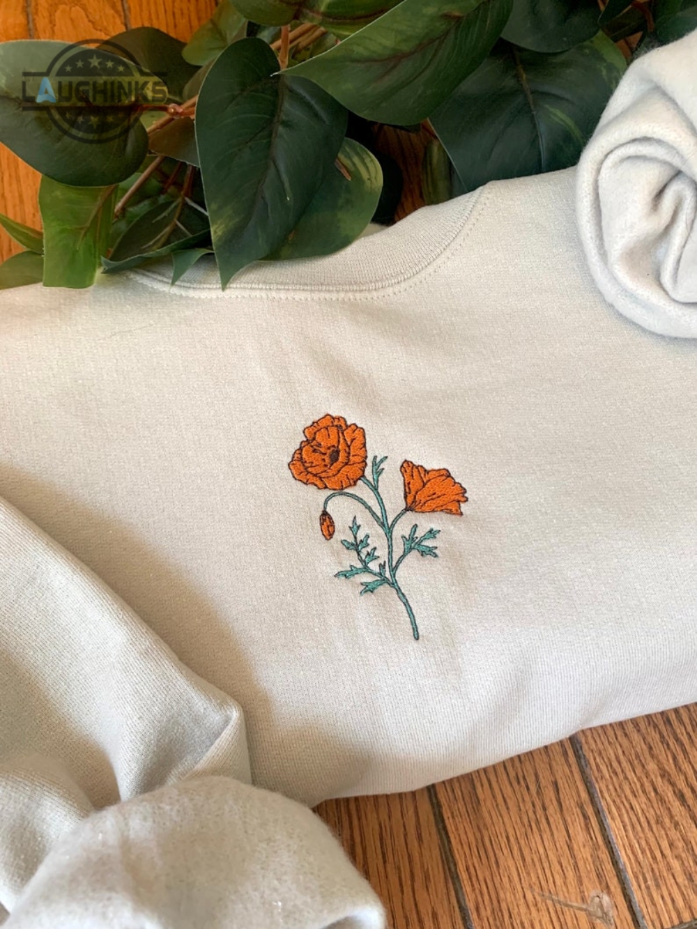 Vintage Style Poppy Embroidered Crewneck Embroidery Tshirt Sweatshirt Hoodie Gift