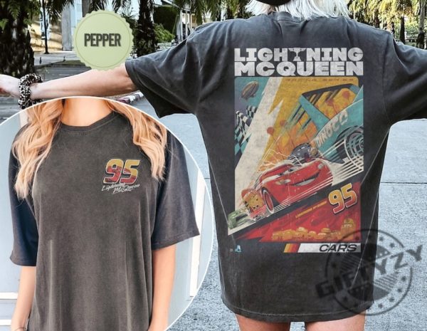Two Sided Vintage Lightning Mcqueen Shirt Lightning Mcqueen Number Back Hoodie Disney Cars Sweatshirt Piston Cup Tshirt Cars Land Shirt giftyzy 2