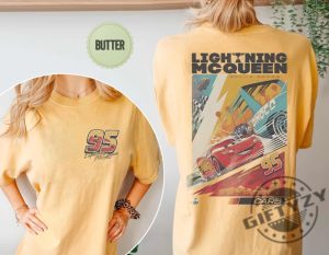 Two Sided Vintage Lightning Mcqueen Shirt Lightning Mcqueen Number Back Hoodie Disney Cars Sweatshirt Piston Cup Tshirt Cars Land Shirt giftyzy 5