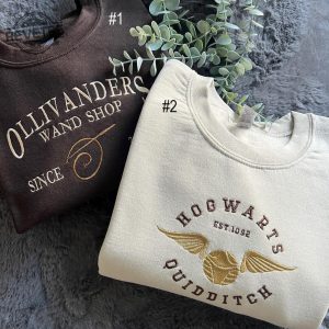 Hogwarts Ollivanders Wizard Book Shop Embroidered Sweatshirt Hogwarts Wizard House Sweatshirt Universal Trip Sweater Bookish Sweater revetee 2