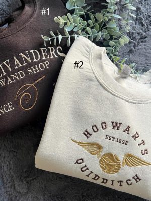 Hogwarts Ollivanders Wizard Book Shop Embroidered Sweatshirt Hogwarts Wizard House Sweatshirt Universal Trip Sweater Bookish Sweater revetee 2