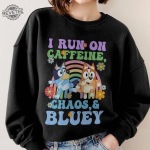 Running On Caffeine Chaos And Bluey Mom Shirt Chilli Heeler Shirt Bluey Mom Shirt Chilli Bluey Busy Doing Mom Stuff Bluey Shirt Unique revetee 2