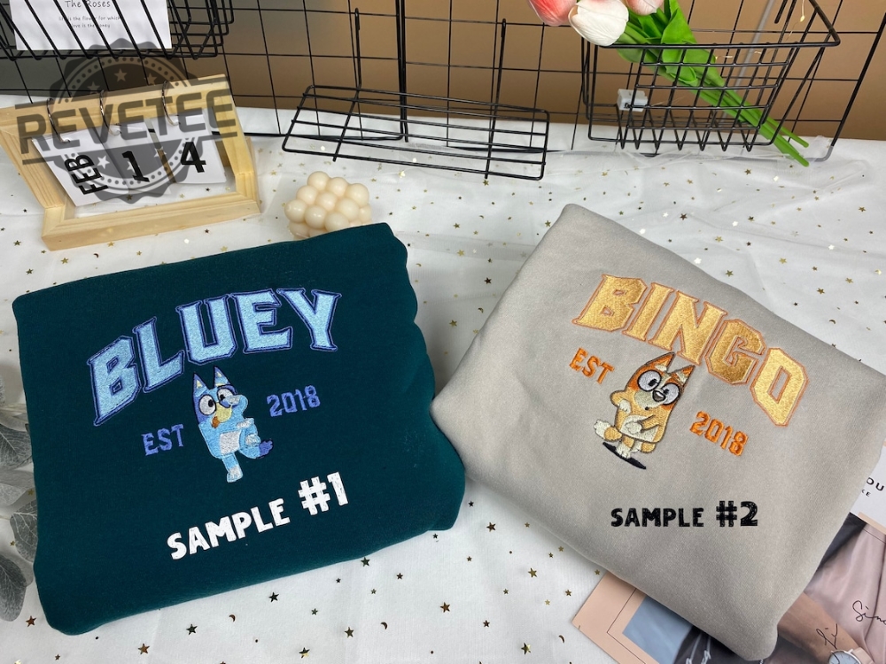 Bluey And Bingo Embroidered Crewneck Bluey Embroidered Sweatshirt Vintage Shirt Y2k Embroidery Hoodie Unique