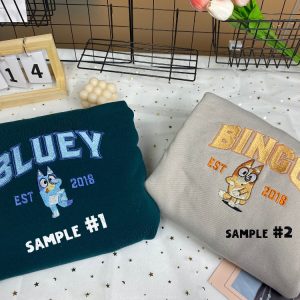 Bluey And Bingo Embroidered Crewneck Bluey Embroidered Sweatshirt Vintage Shirt Y2k Embroidery Hoodie Unique revetee 2