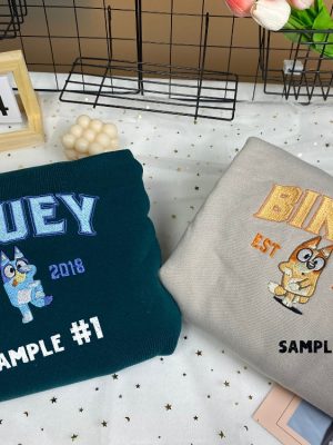 Bluey And Bingo Embroidered Crewneck Bluey Embroidered Sweatshirt Vintage Shirt Y2k Embroidery Hoodie Unique revetee 2