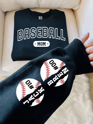 Custom Baseball Mom Sweatshirt Custom Baseball Mom Crewneck With Name On A Sleeve Sweatshirt Personalized Baseball Sweatshirt Unique revetee 2