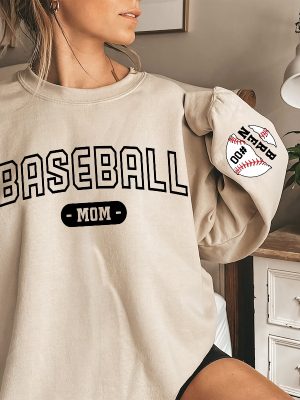 Custom Baseball Mom Sweatshirt Custom Baseball Mom Crewneck With Name On A Sleeve Sweatshirt Personalized Baseball Sweatshirt Unique revetee 3