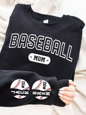 Custom Baseball Mom Sweatshirt Custom Baseball Mom Crewneck With Name On A Sleeve Sweatshirt Personalized Baseball Sweatshirt Unique revetee 5