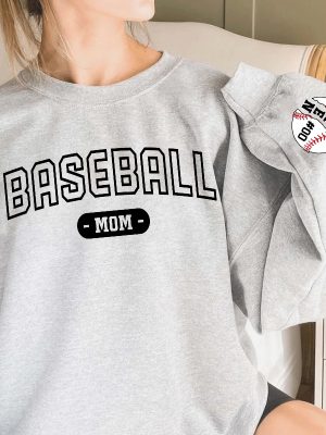 Custom Baseball Mom Sweatshirt Custom Baseball Mom Crewneck With Name On A Sleeve Sweatshirt Personalized Baseball Sweatshirt Unique revetee 6