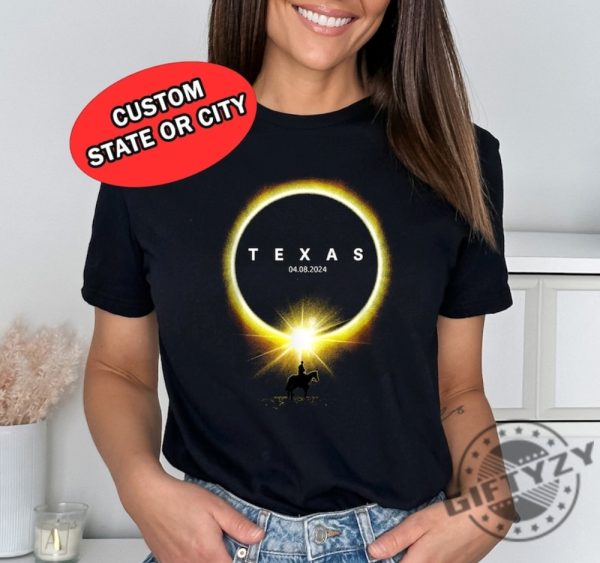 Eclipse Cowboy Shirt Total Solar Eclipse 2024 Sweatshirt Celestial Eclipse Texas City Tshirt Astrology Hoodie Solar Eclipse Event Shirt giftyzy 1