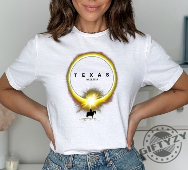 Eclipse Cowboy Shirt Total Solar Eclipse 2024 Sweatshirt Celestial Eclipse Texas City Tshirt Astrology Hoodie Solar Eclipse Event Shirt giftyzy 2