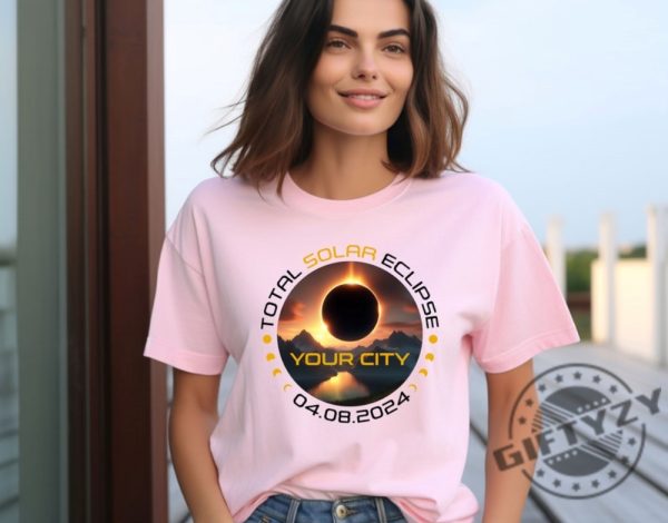 Custom Total Solar Eclipse Shirt City State Eclipse 4.8.2024 Sweatshirt Friends Group Eclipse Event Souvenir Tshirt Trendy Hoodie Astrology Lover Gift giftyzy 2