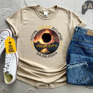 Custom Total Solar Eclipse Shirt City State Eclipse 4.8.2024 Sweatshirt Friends Group Eclipse Event Souvenir Tshirt Trendy Hoodie Astrology Lover Gift giftyzy 4
