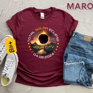 Custom Total Solar Eclipse Shirt City State Eclipse 4.8.2024 Sweatshirt Friends Group Eclipse Event Souvenir Tshirt Trendy Hoodie Astrology Lover Gift giftyzy 7