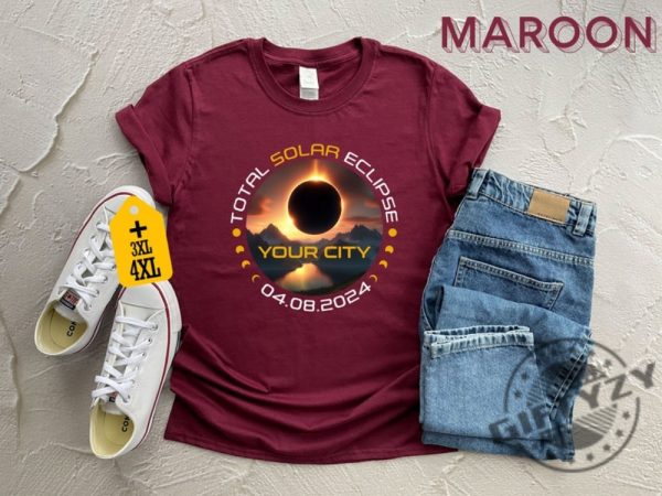 Custom Total Solar Eclipse Shirt City State Eclipse 4.8.2024 Sweatshirt Friends Group Eclipse Event Souvenir Tshirt Trendy Hoodie Astrology Lover Gift giftyzy 7