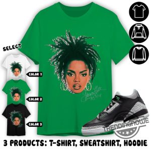 Jordan 3 Green Glow Shirt Lauryn Hill Head Shirt To Match Sneaker Color Green Sweatshirt Hoodie Green Glow Shirt trendingnowe 2