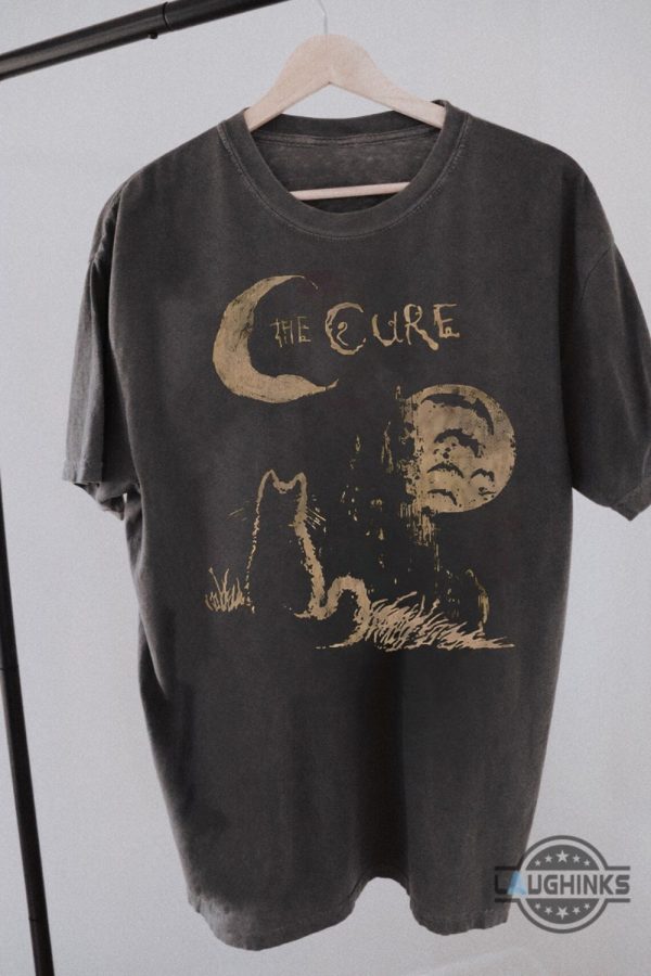 the cure tshirt sweatshirt hoodie mens womens the cure cat graphic tee reprinted vintage 90s alt indie rock band shirts retro robert smith tour gift for fans laughinks 1