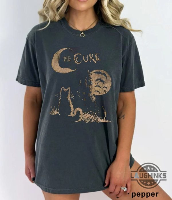 the cure tshirt sweatshirt hoodie mens womens the cure cat graphic tee reprinted vintage 90s alt indie rock band shirts retro robert smith tour gift for fans laughinks 3