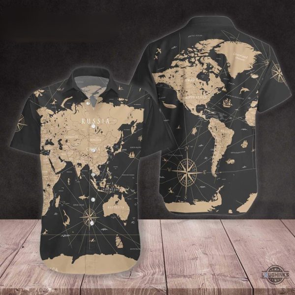 map of the world shirt world map hawaiian shirt and shorts world map button up shirts gift for the guy whos going places travellers vintage aloha beach shirt laughinks 1