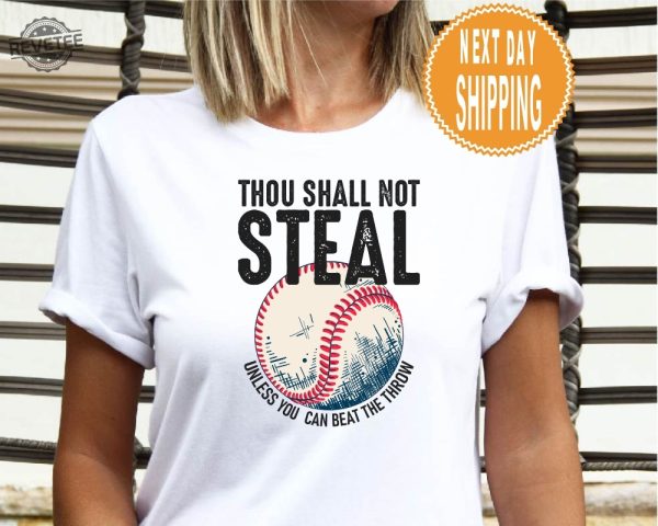 Thou Shall Not Steal Baseball Shirt Baseball Dad Shirt Baseball Mom Baseball Coach Baseball Gifts Baseball Catcher Shirt Unique revetee 3