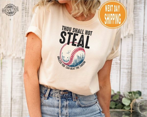 Thou Shall Not Steal Baseball Shirt Baseball Dad Shirt Baseball Mom Baseball Coach Baseball Gifts Baseball Catcher Shirt Unique revetee 5