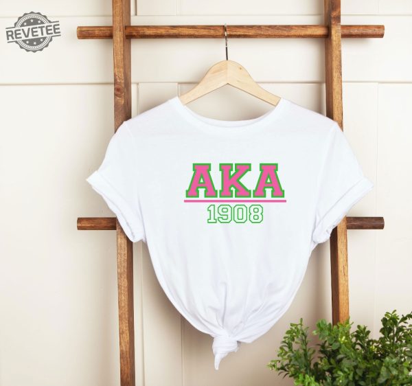 Pink And Green Shortsleeve Chapter Shirt Aka Embroidered Shortsleeve Aka Girl Shirt Alpha Kappa Alpha Shirt Aka 1908 Unique revetee 1