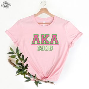Pink And Green Shortsleeve Chapter Shirt Aka Embroidered Shortsleeve Aka Girl Shirt Alpha Kappa Alpha Shirt Aka 1908 Unique revetee 2