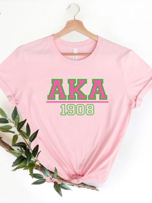 Pink And Green Shortsleeve Chapter Shirt Aka Embroidered Shortsleeve Aka Girl Shirt Alpha Kappa Alpha Shirt Aka 1908 Unique revetee 2