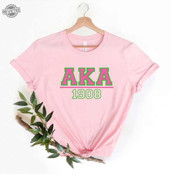 Pink And Green Shortsleeve Chapter Shirt Aka Embroidered Shortsleeve Aka Girl Shirt Alpha Kappa Alpha Shirt Aka 1908 Unique revetee 2