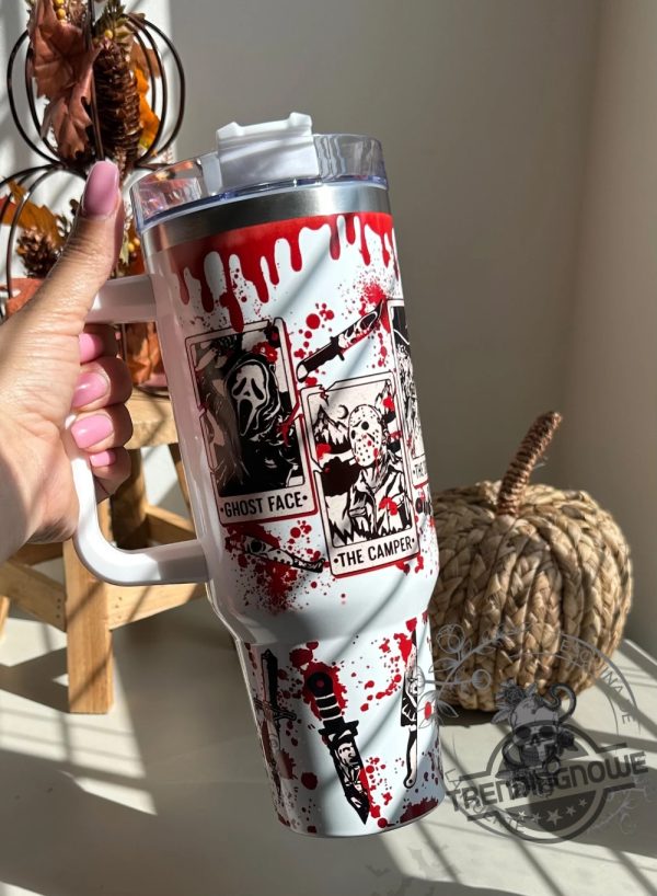 Glow In The Dark Horror Movie Tumbler Halloween 40Oz Evil Characters Print Cup Horror Film Ghost Stanley Cup Scream Saw Jason It Cup trendingnowe 1