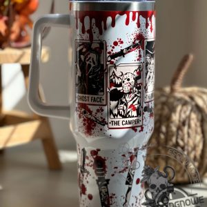 Glow In The Dark Horror Movie Tumbler Halloween 40Oz Evil Characters Print Cup Horror Film Ghost Stanley Cup Scream Saw Jason It Cup trendingnowe 2