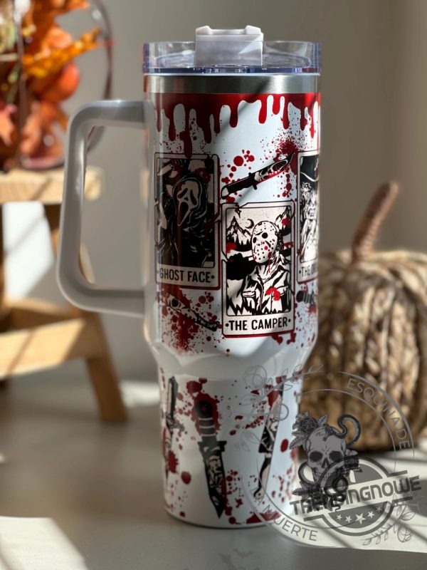 Glow In The Dark Horror Movie Tumbler Halloween 40Oz Evil Characters Print Cup Horror Film Ghost Stanley Cup Scream Saw Jason It Cup trendingnowe 2