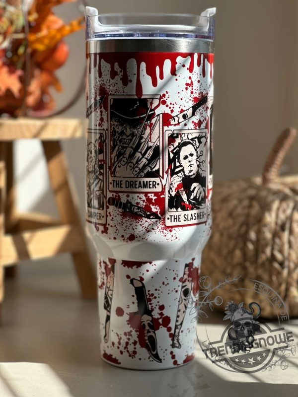 Glow In The Dark Horror Movie Tumbler Halloween 40Oz Evil Characters Print Cup Horror Film Ghost Stanley Cup Scream Saw Jason It Cup trendingnowe 3