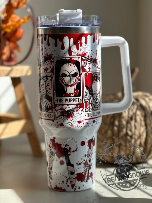 Glow In The Dark Horror Movie Tumbler Halloween 40Oz Evil Characters Print Cup Horror Film Ghost Stanley Cup Scream Saw Jason It Cup trendingnowe 4