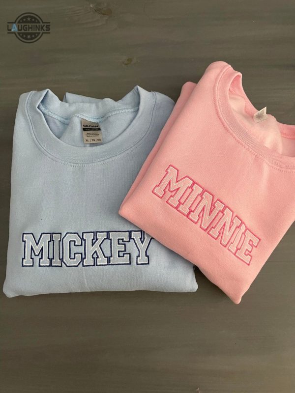 mickey x minnie embroidered couple bf gf matching sweatshirts embroidery tshirt sweatshirt hoodie gift laughinks 1