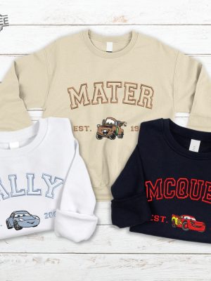 Mcqueen Sally Sweatshirt Cars Movie Embroidered Couple Sweatshirt Cars Characters Crewneck Sally And Lightning Mcqueen Unique revetee 2