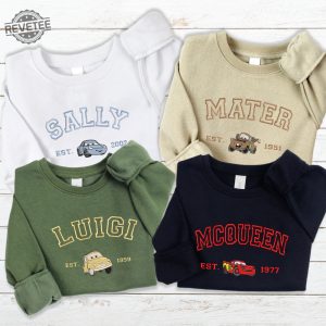 Mcqueen Sally Sweatshirt Cars Movie Embroidered Couple Sweatshirt Cars Characters Crewneck Sally And Lightning Mcqueen Unique revetee 4