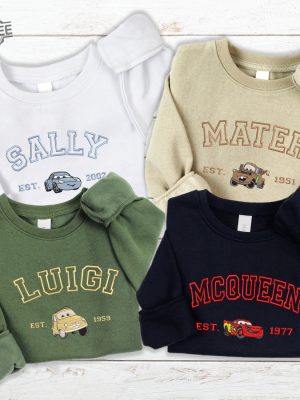 Mcqueen Sally Sweatshirt Cars Movie Embroidered Couple Sweatshirt Cars Characters Crewneck Sally And Lightning Mcqueen Unique revetee 4