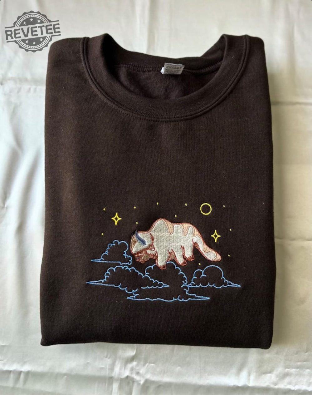 Bison Embroidered Sweatshirt Appa Embroidered Hoodie Sweatshirt The Last Sky Bison Kawaii Yip Yip Bison Unique