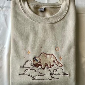 Bison Embroidered Sweatshirt Appa Embroidered Hoodie Sweatshirt The Last Sky Bison Kawaii Yip Yip Bison Unique revetee 5