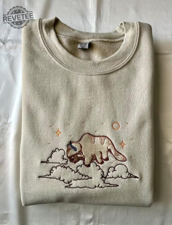 Bison Embroidered Sweatshirt Appa Embroidered Hoodie Sweatshirt The Last Sky Bison Kawaii Yip Yip Bison Unique revetee 5