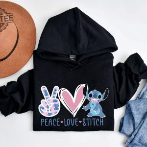 Peace Love Stitch Sweatshirt Stitch Sweatshirt Disney Vacation Sweater Lilo And Stitch Hoodie Disneyworld Cute Stitch Sweater Unique revetee 3