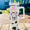 hello kitty cup with straw 40 oz cow print hello kitty stanley inspired tumbler dupe 40oz sanrio cartoon movie character cute pink travel cups with handle laughinks 1