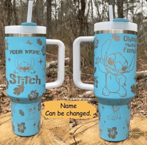 stitch ohana means family tumbler 40 oz custom name lilo and stitch 40oz stanley tumbler dupe personalized disney cartoon movie character engraved cup laughinks 1