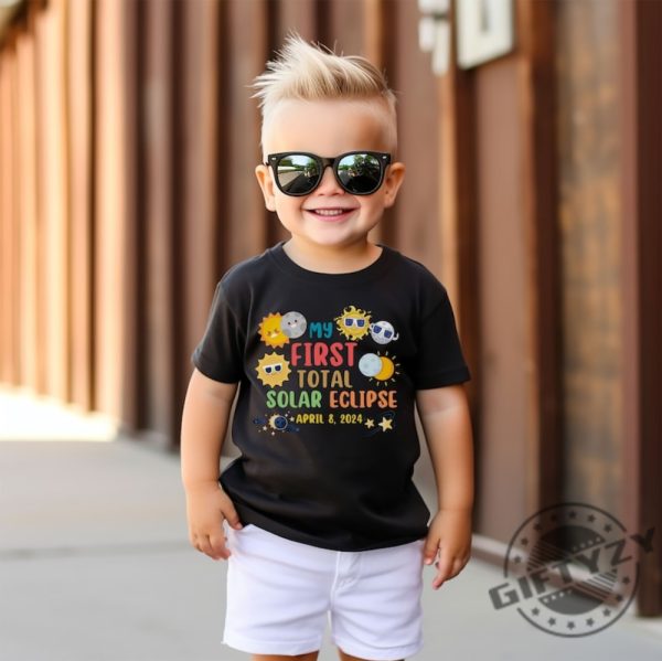 My First Total Solar Eclipse 2024 Toddler Shirt 2T5t Solar Eclipse Gift April 8 2024 Top Cute Moon Sun Phases My First Eclipse Kids Shirt giftyzy 5