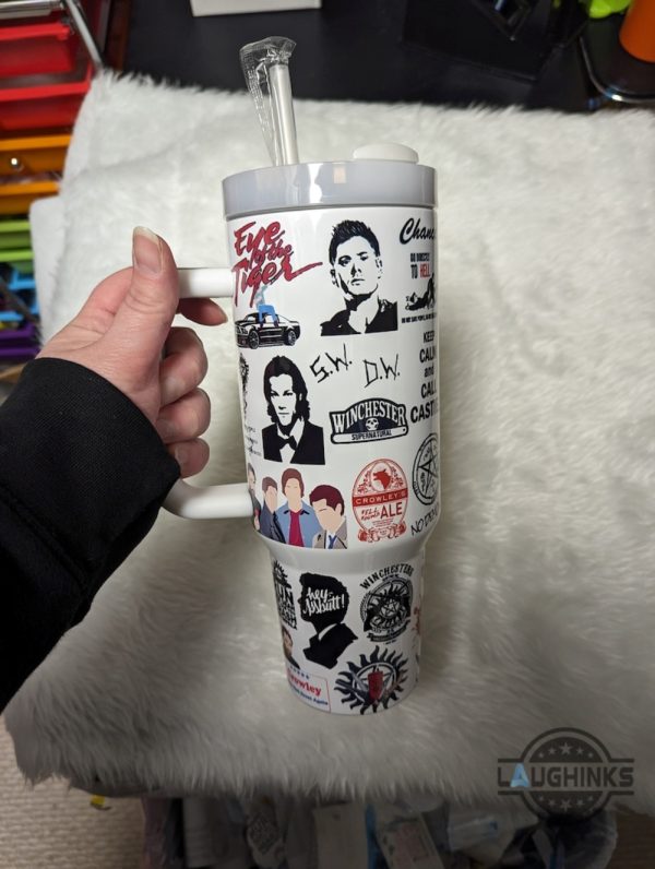 supernatural tumbler 40 oz keep calm and call castiel dean sam winchester brothers 40oz cup scooby natural movie gift mayward son stanley tumbler dupe laughinks 2