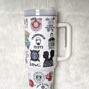 supernatural tumbler 40 oz keep calm and call castiel dean sam winchester brothers 40oz cup scooby natural movie gift mayward son stanley tumbler dupe laughinks 3