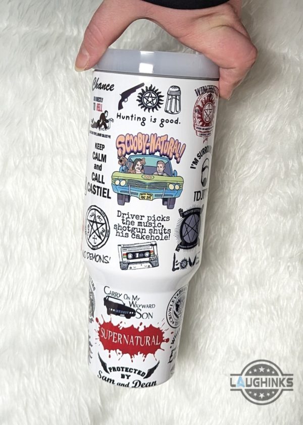 supernatural tumbler 40 oz keep calm and call castiel dean sam winchester brothers 40oz cup scooby natural movie gift mayward son stanley tumbler dupe laughinks 4