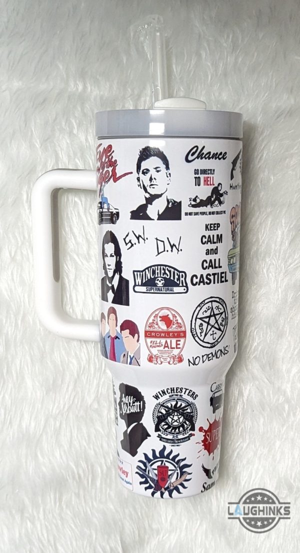 supernatural tumbler 40 oz keep calm and call castiel dean sam winchester brothers 40oz cup scooby natural movie gift mayward son stanley tumbler dupe laughinks 6