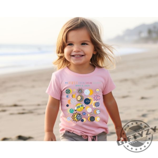 My First Total Solar Eclipse 2024 Toddler Shirt 2T5t Solar Eclipse Gift April 8 2024 Top Cute Moon Sun Phases My First Eclipse Kids Shirt giftyzy 2 1
